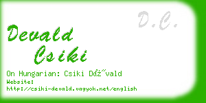 devald csiki business card